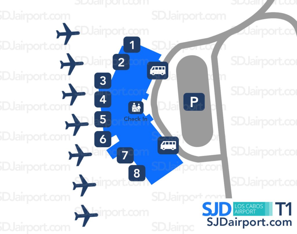 Mapa de la Terminal 1 del Aeropuerto de Los Cabos